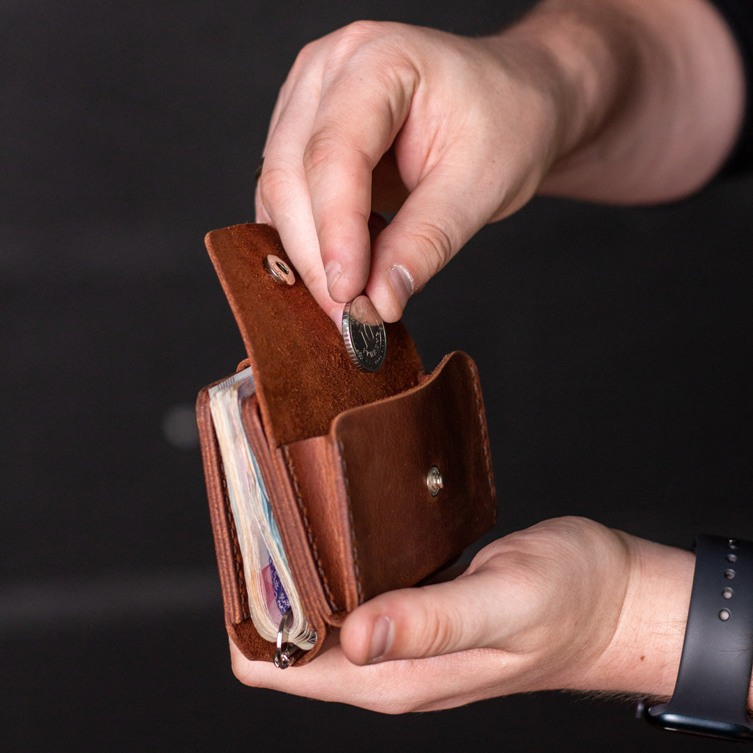 Wallet with money-clip Slim, cognac