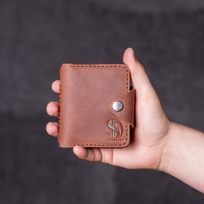 Wallet with money-clip Slim, cognac