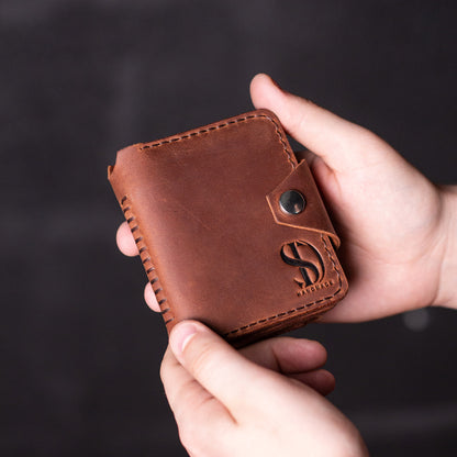 Wallet with money-clip Slim, cognac