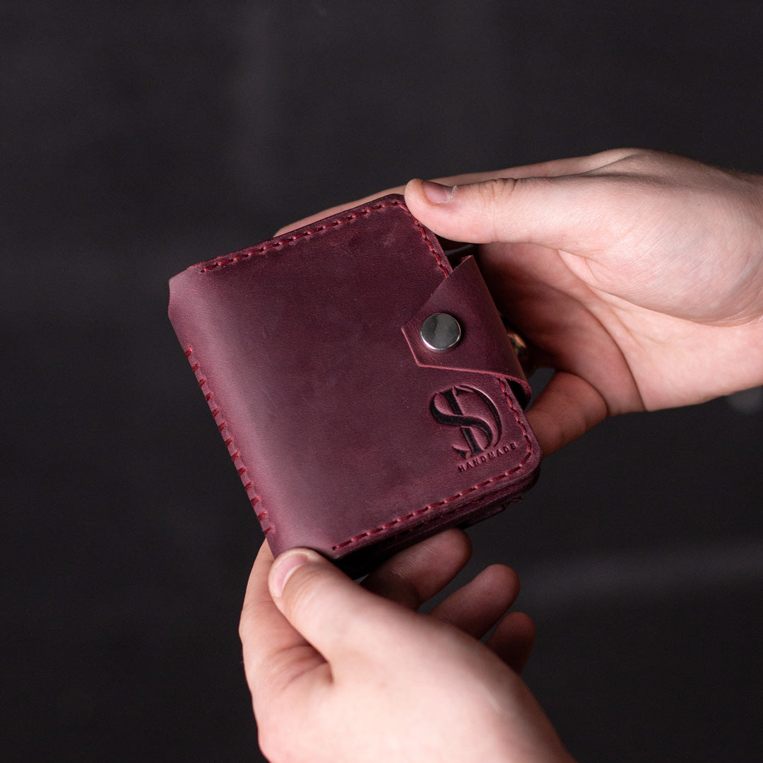 Wallet with money-clip Slim, marsala