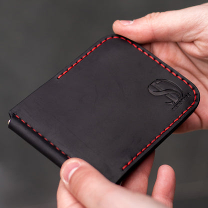 Money clip Prime on magnetic buttons Black with red thread