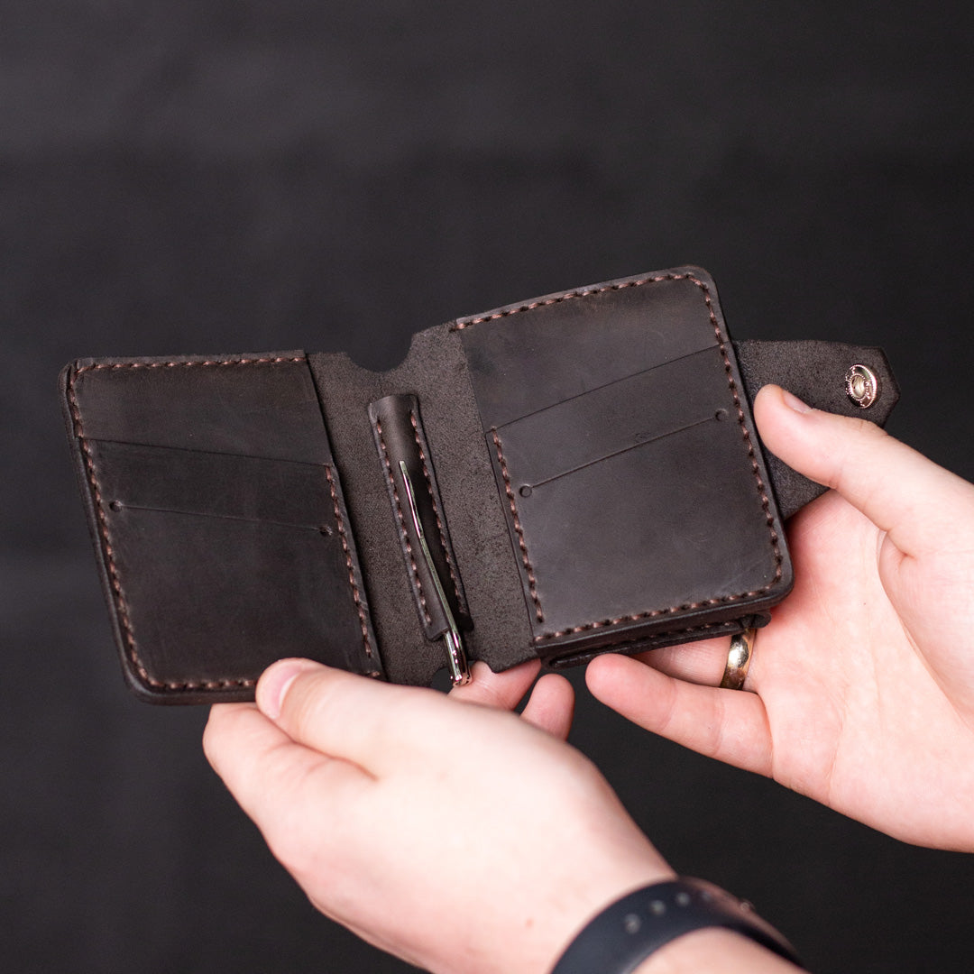 Wallet with money-clip Slim, brown