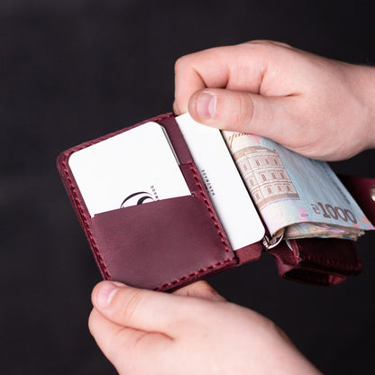 Wallet with money-clip Slim, marsala