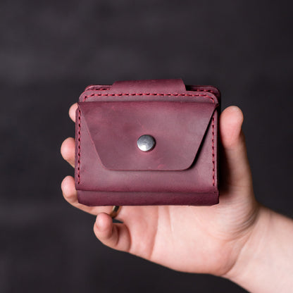 Wallet with money-clip Slim, marsala